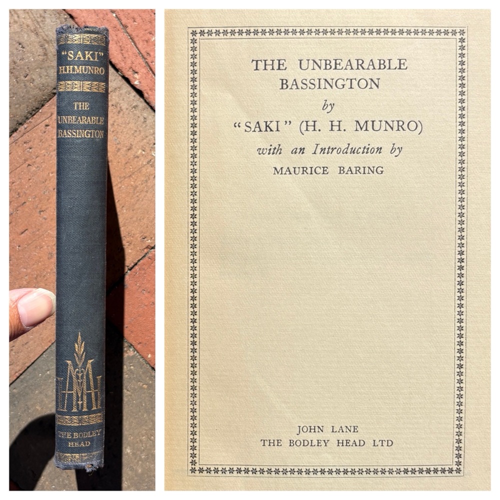 Antique Saki The Unbearable Bassington HH Munro John Lane Collected Edition Wit